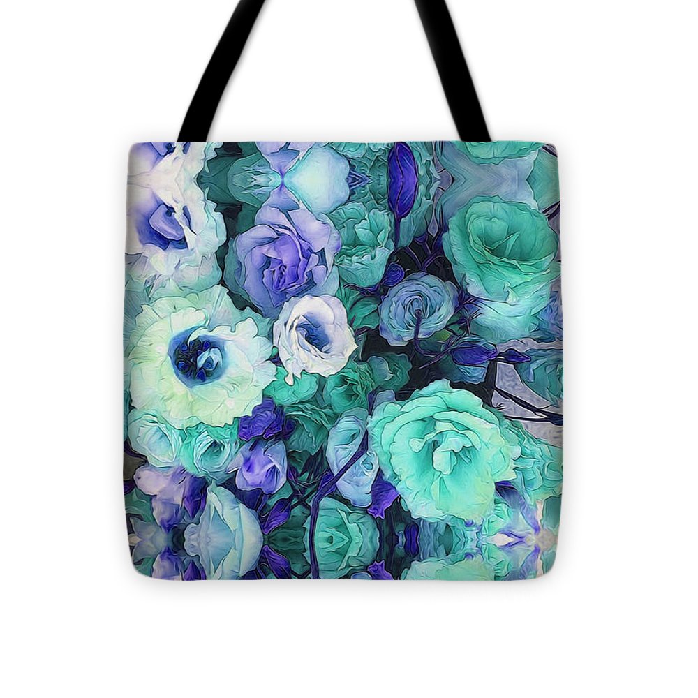 Aqua Flower Kaleidoscope - Tote Bag