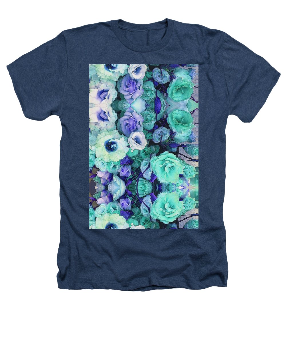 Aqua Flower Kaleidoscope - Heathers T-Shirt