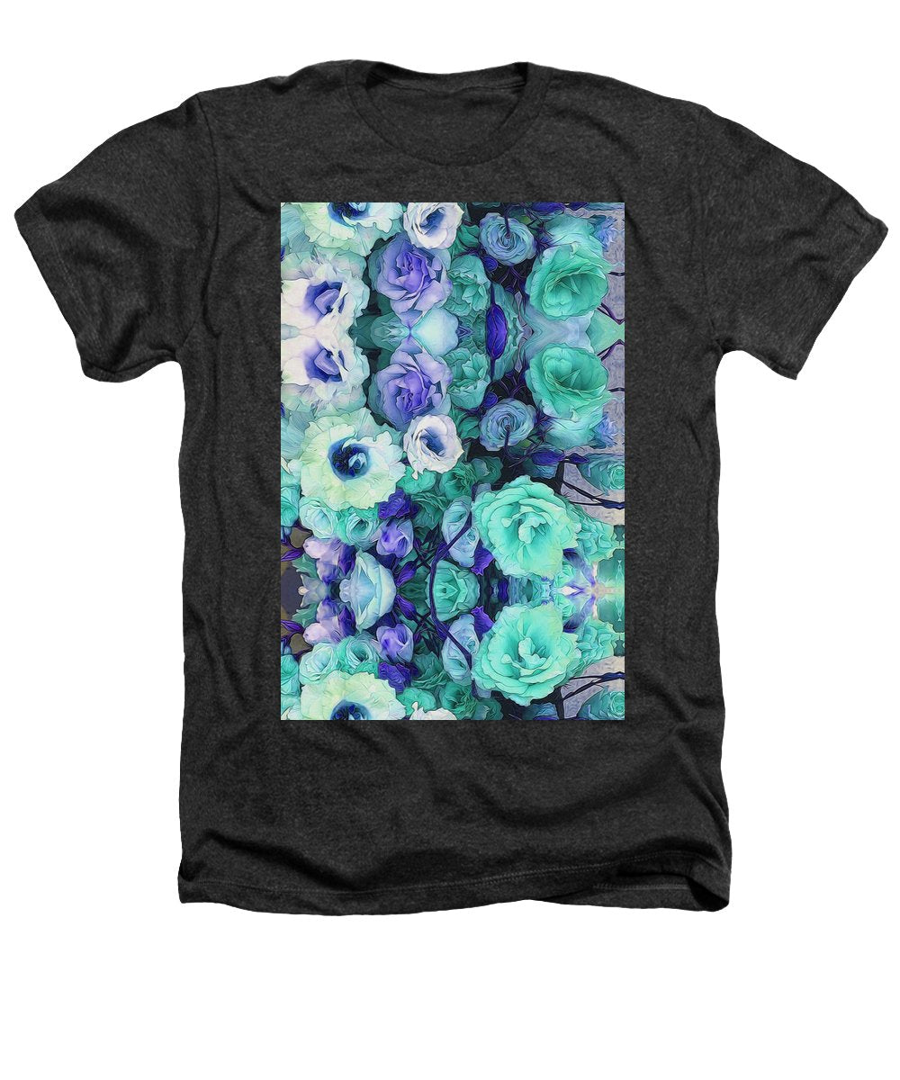 Aqua Flower Kaleidoscope - Heathers T-Shirt