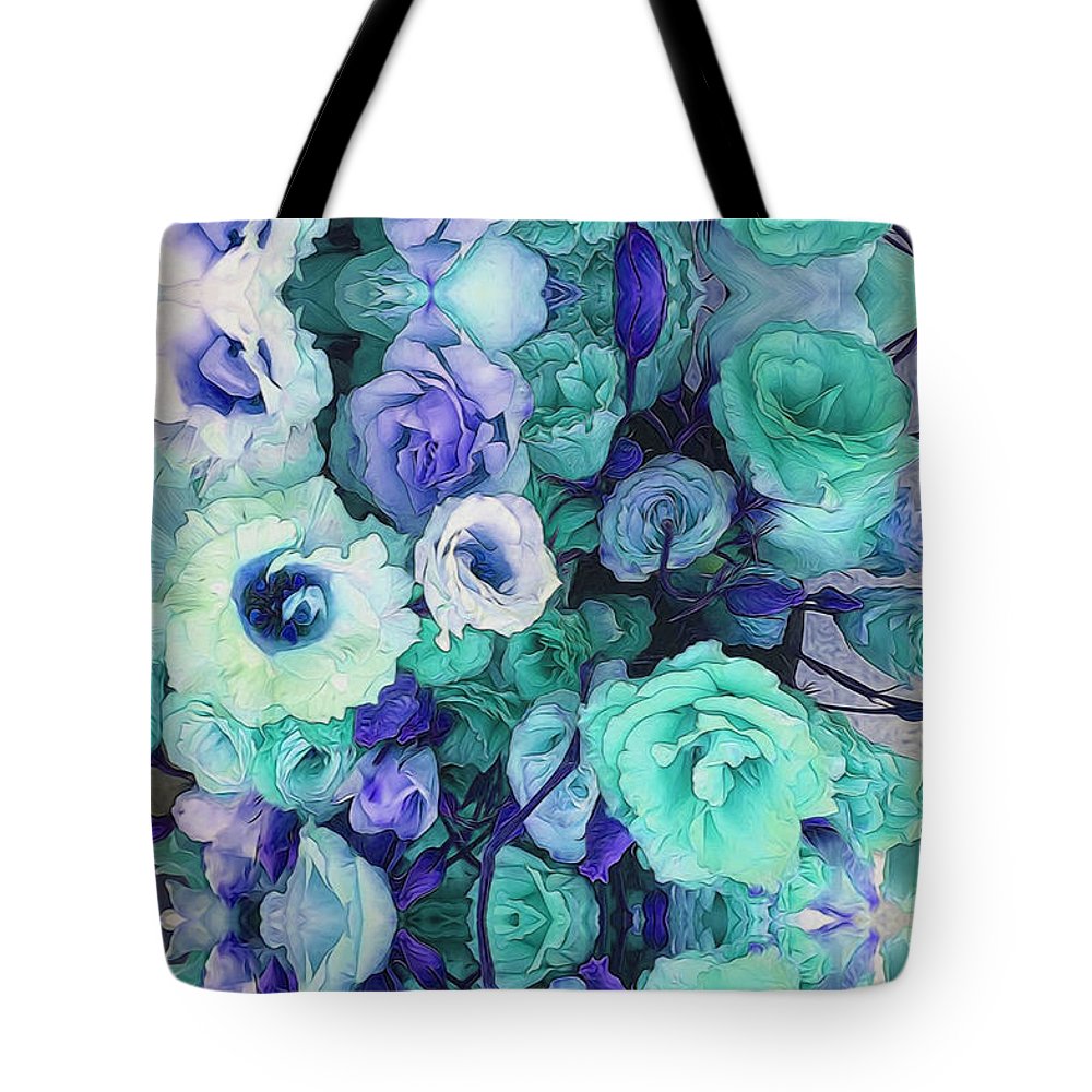 Aqua Flower Kaleidoscope - Tote Bag