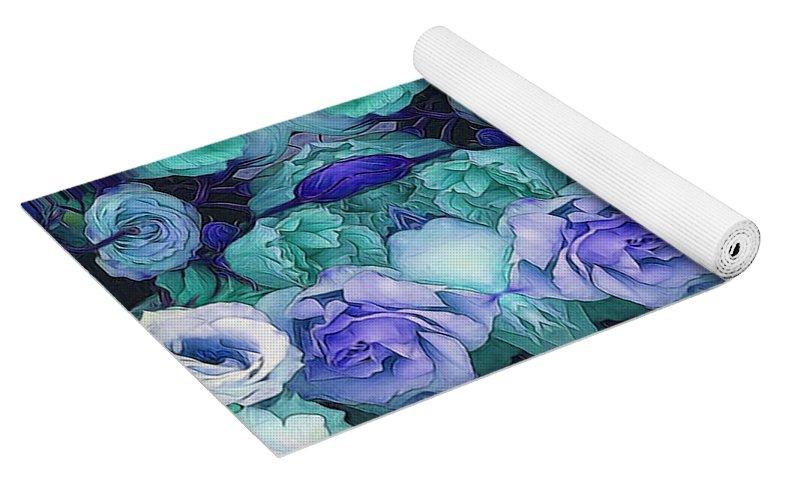 Aqua Flowers Kaleidoscope - Yoga Mat