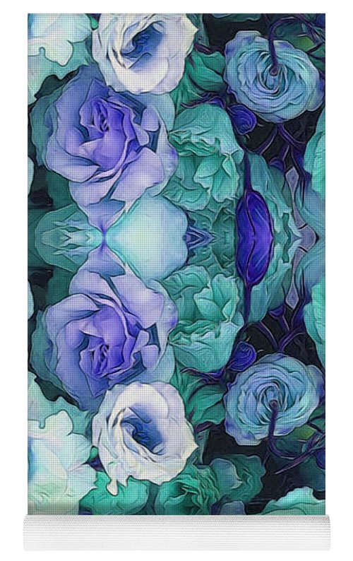 Aqua Flowers Kaleidoscope - Yoga Mat