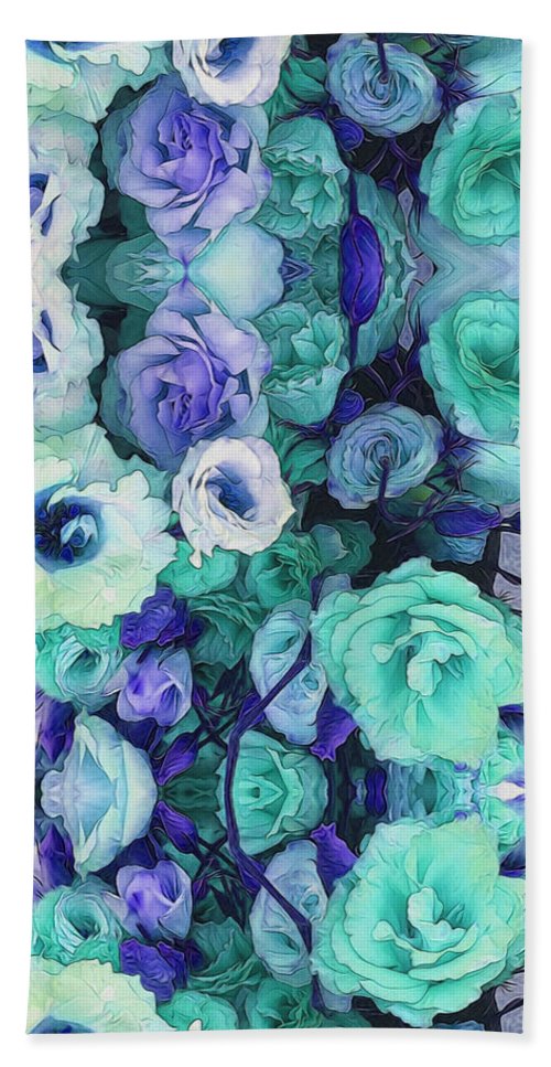 Aqua Flowers Kaleidoscope - Bath Towel