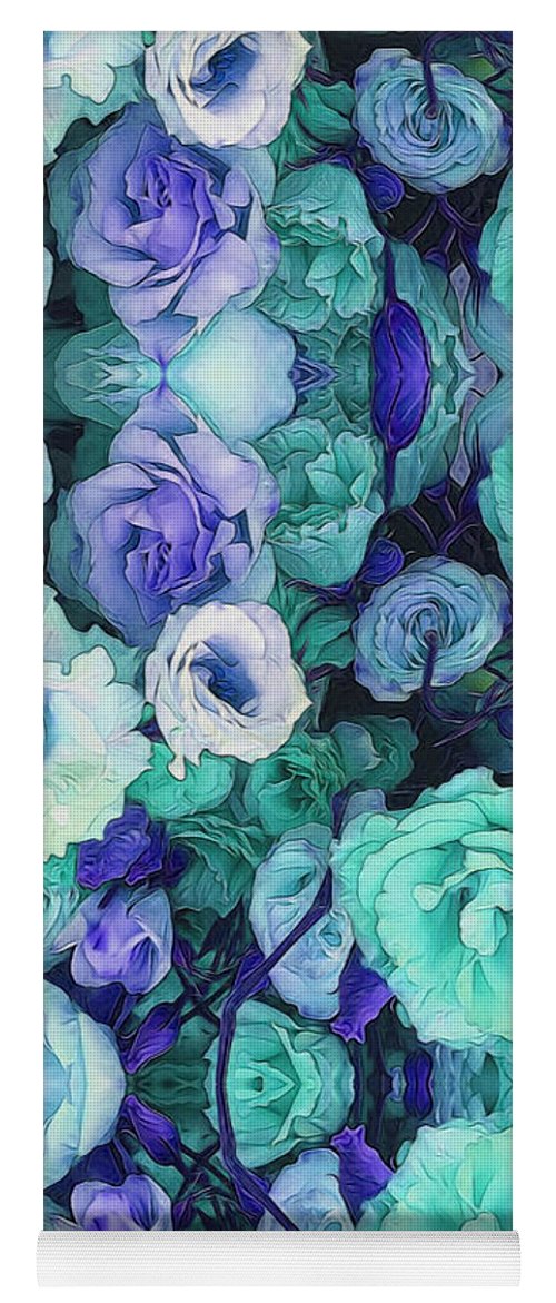 Aqua Flowers Kaleidoscope - Yoga Mat