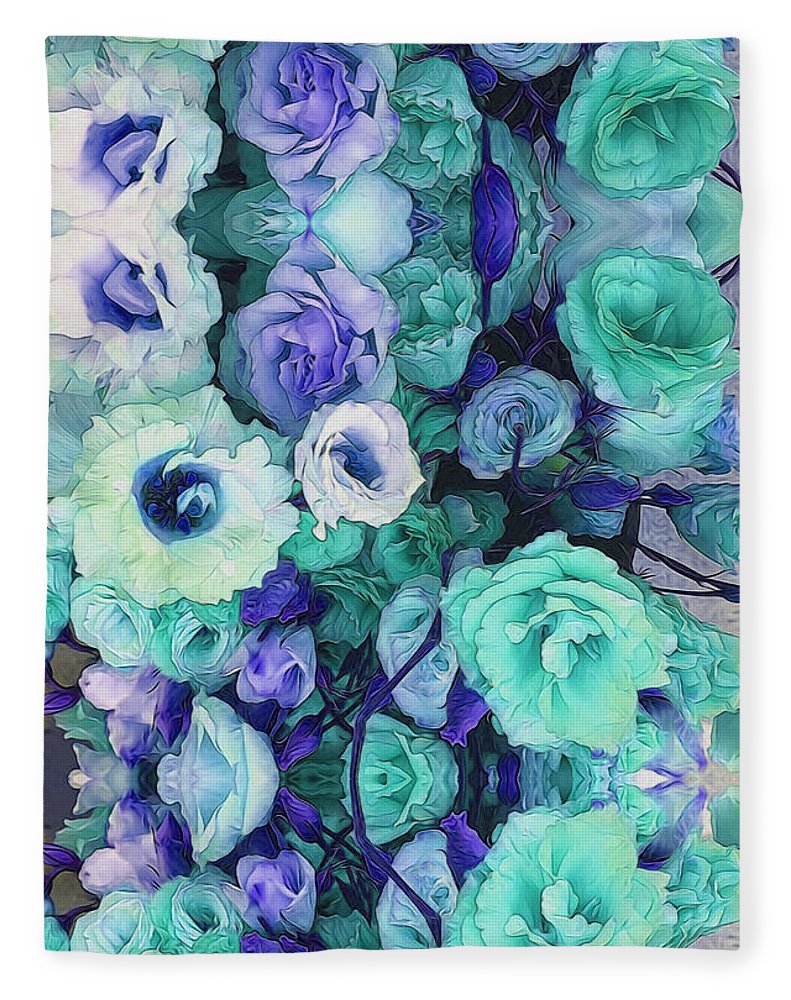 Aqua Flowers Kaleidoscope - Blanket