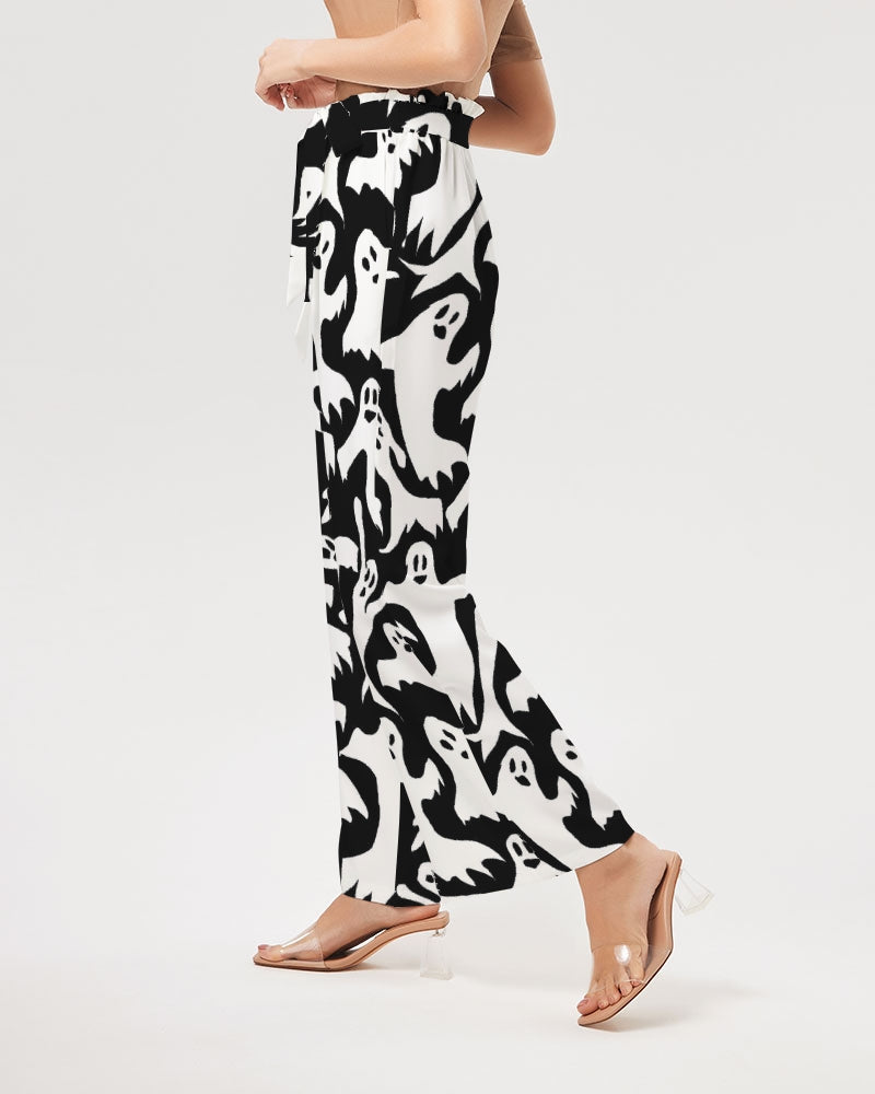 Ghosts Pattern Women's High-Rise Wide Leg Pants