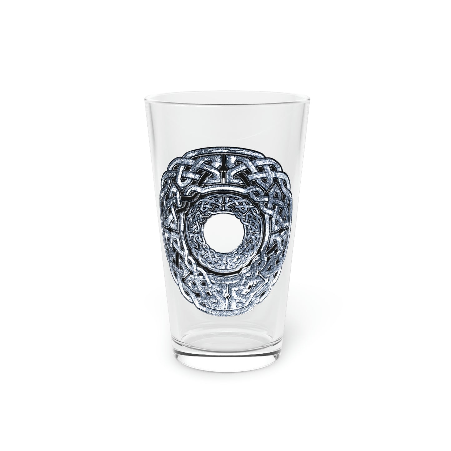 Silver Celtic Knot Circle Pint Glass, 16oz