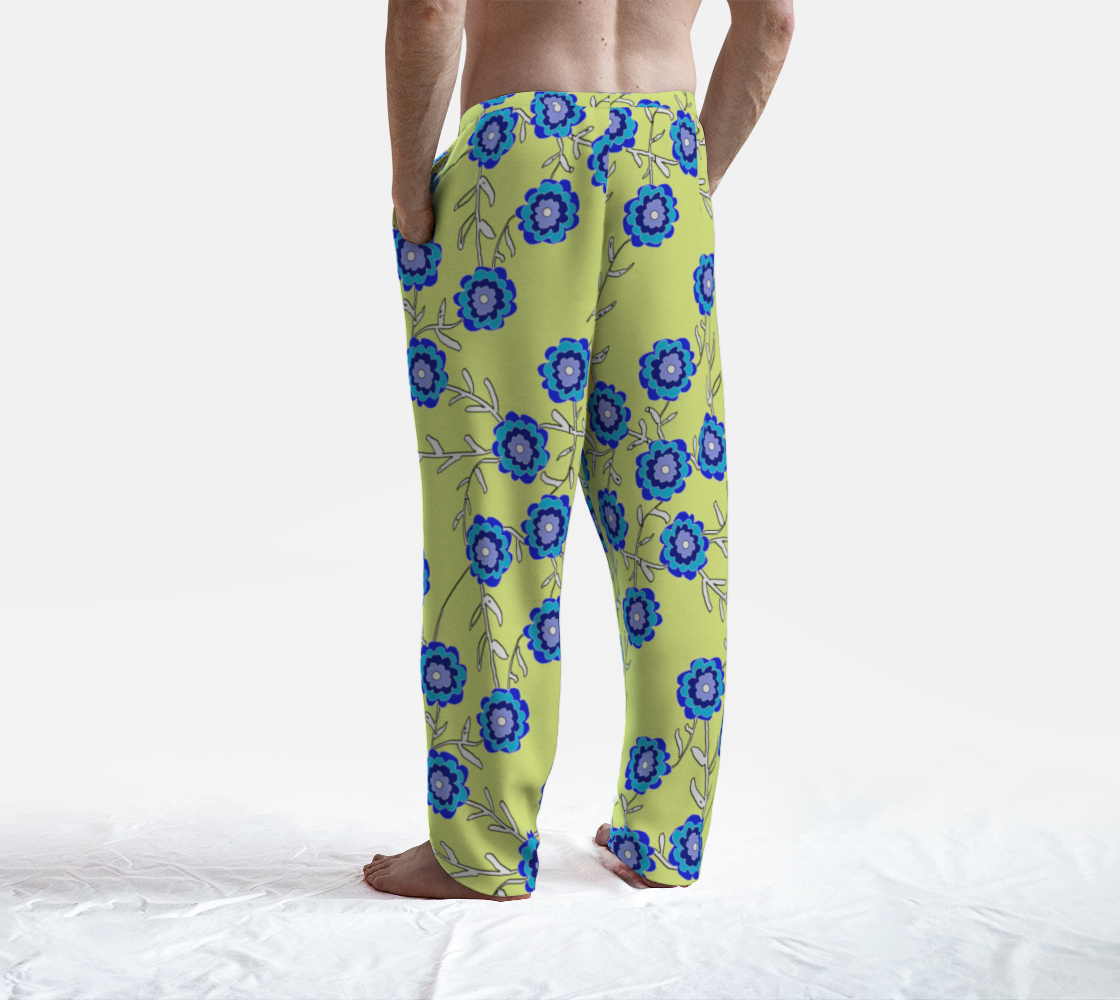 Blue Flowers On Yellow Lounge Pants