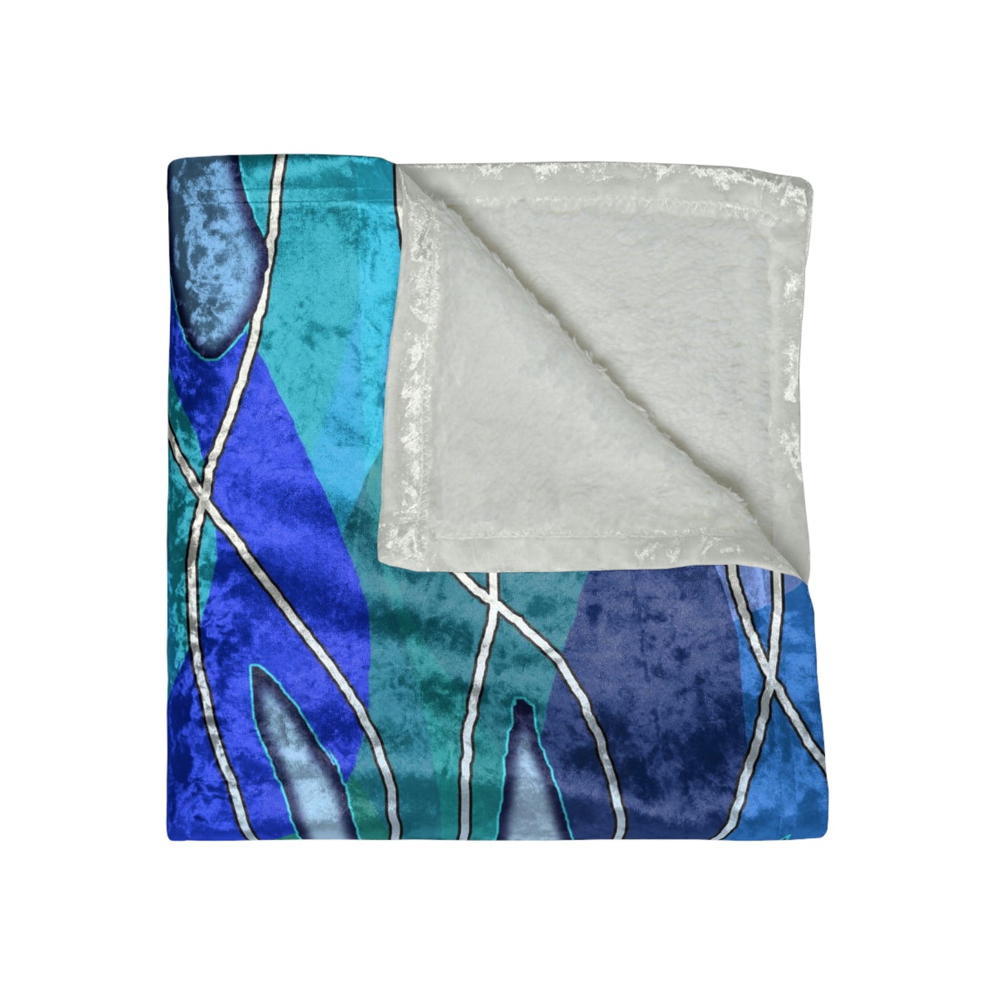 Wavy Blue Crushed Velvet Blanket