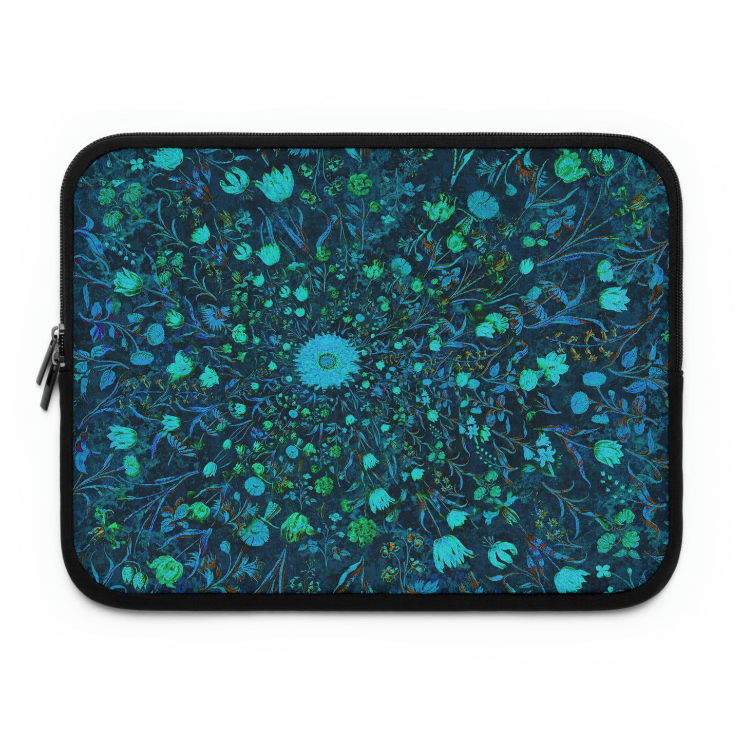 Blue Green Medieval Flowers Laptop Sleeve