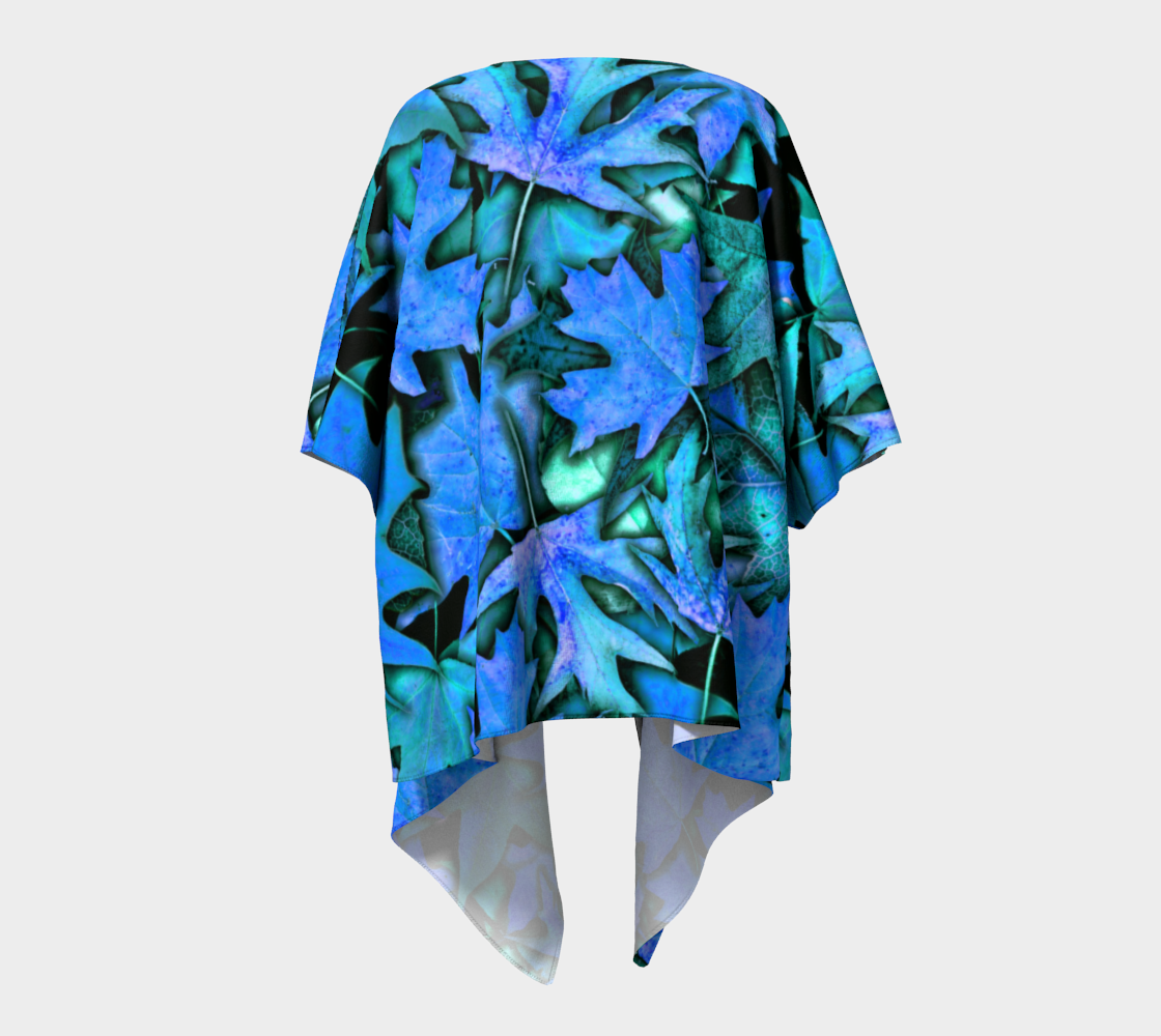 Blue Fall leaves Draped Kimono