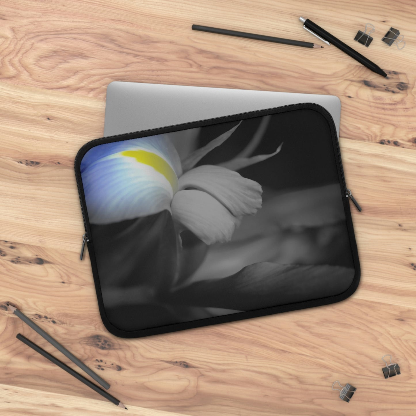 Black and White Iris Laptop Sleeve