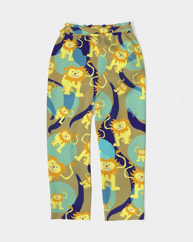 Lion Pattern Women's Belted Tapered Pants