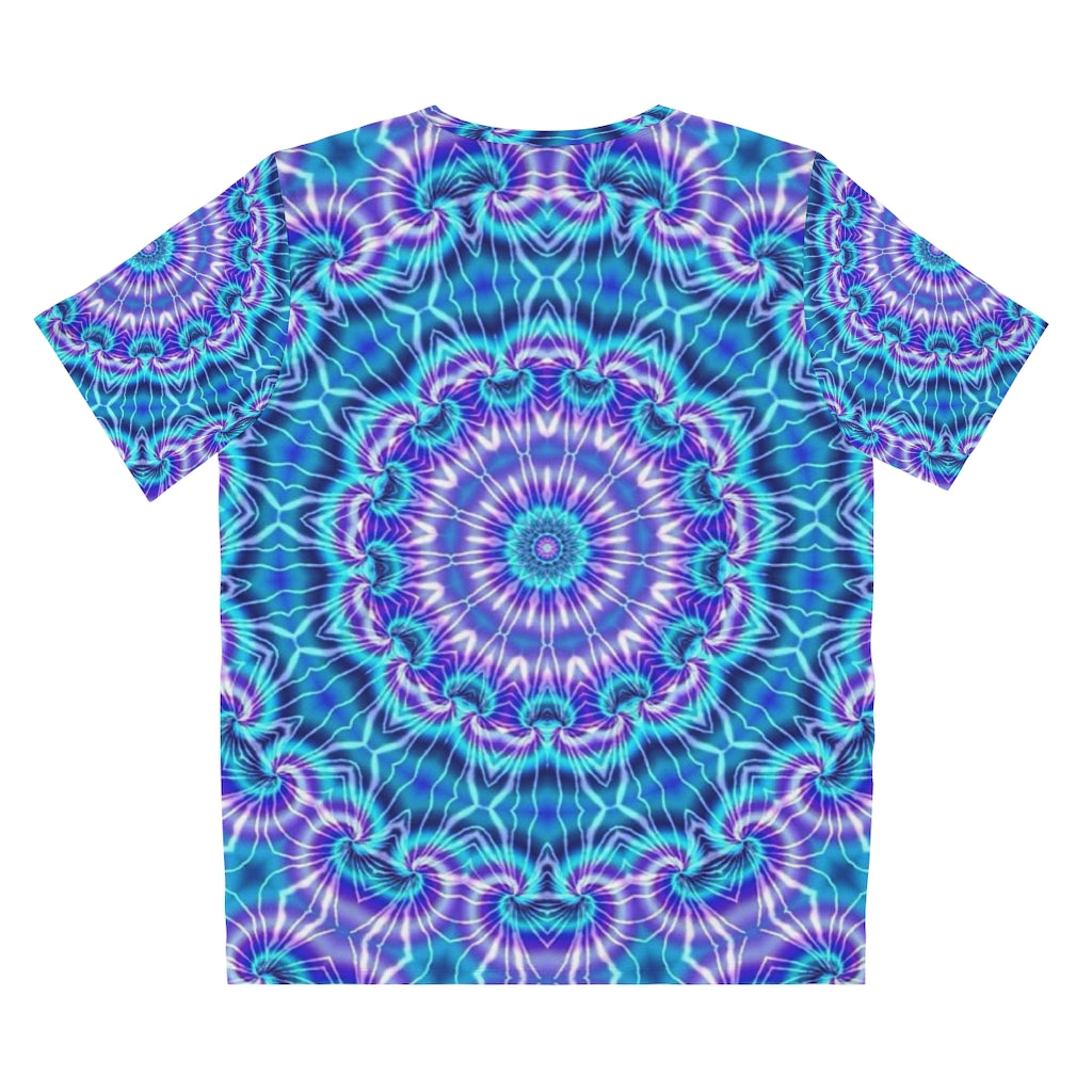 Blue and Purple Tie Dye Kaleidoscope Unisex AOP Cut & Sew T-Shirt