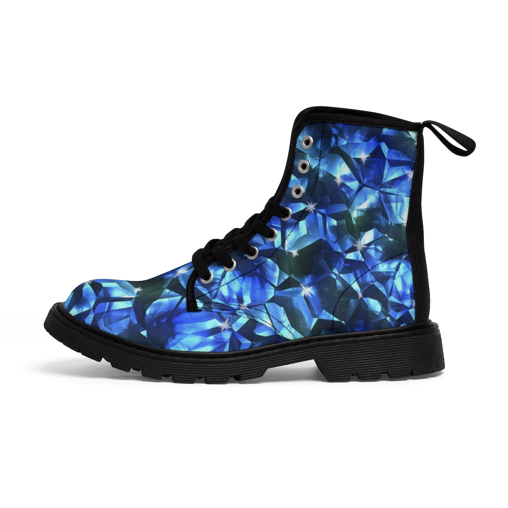 Blue Crystal Women's Canvas Boots