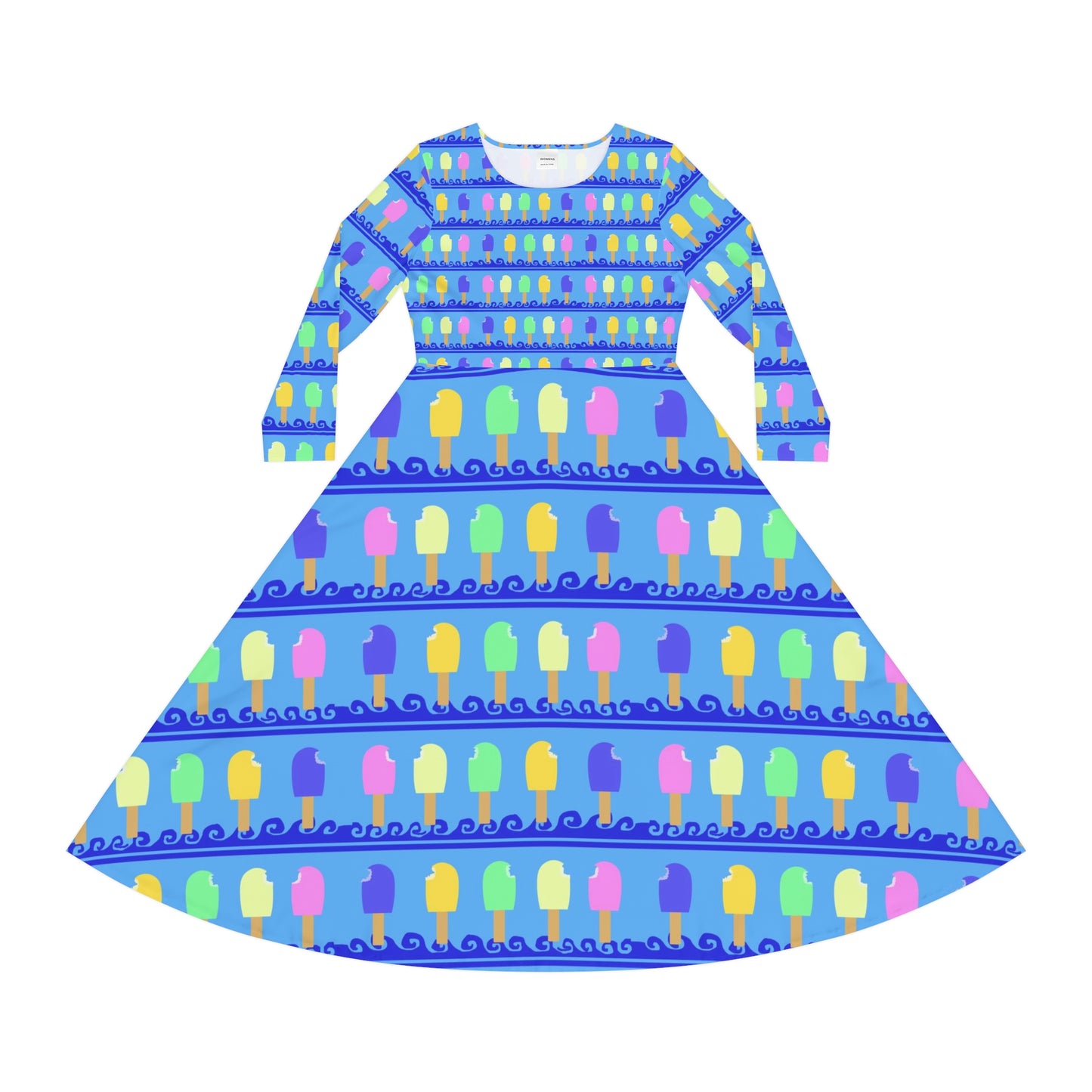 Ice Cream Bar Pattern Women's Long Sleeve Dance Dress