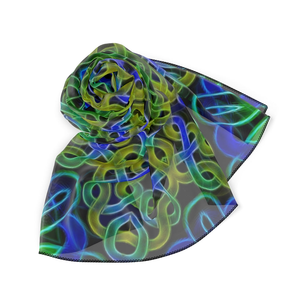 Blue Green Celtic Kaleidoscope Poly Scarf