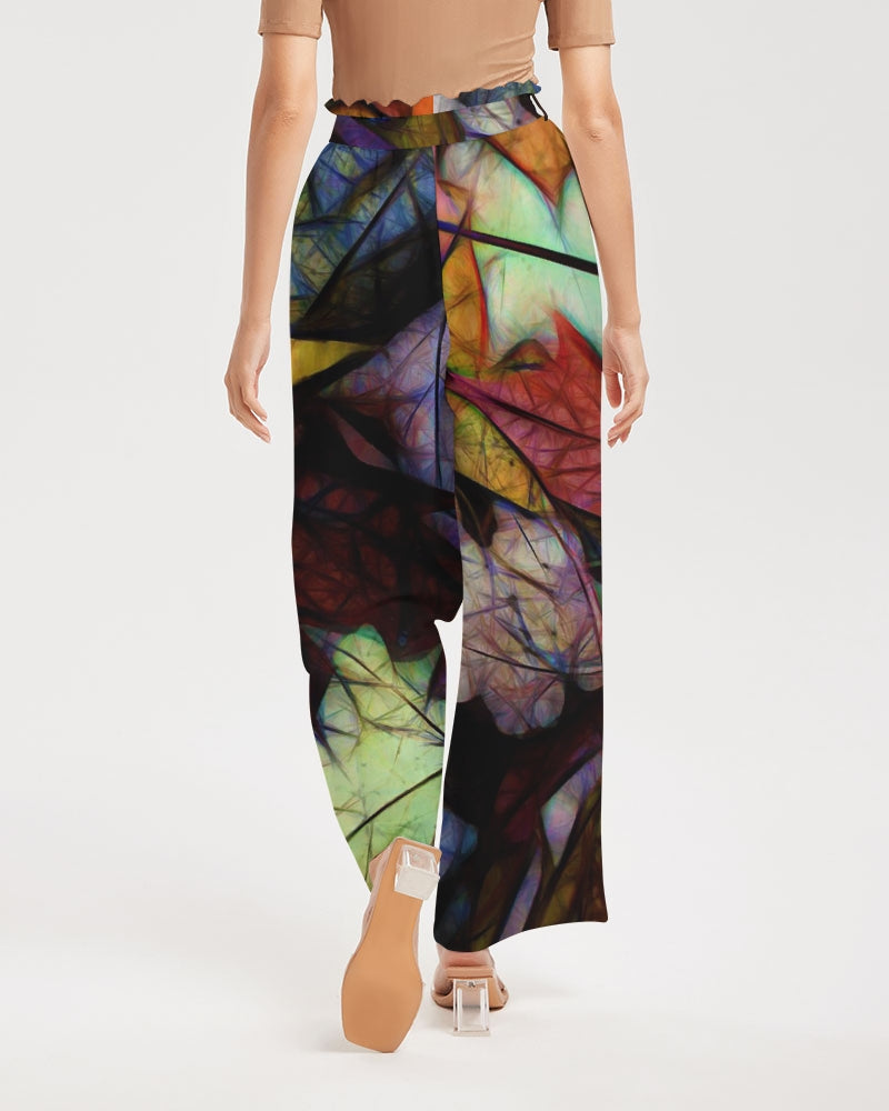 Fall Leaves Abstract Women's High-Rise Wide Leg Pants