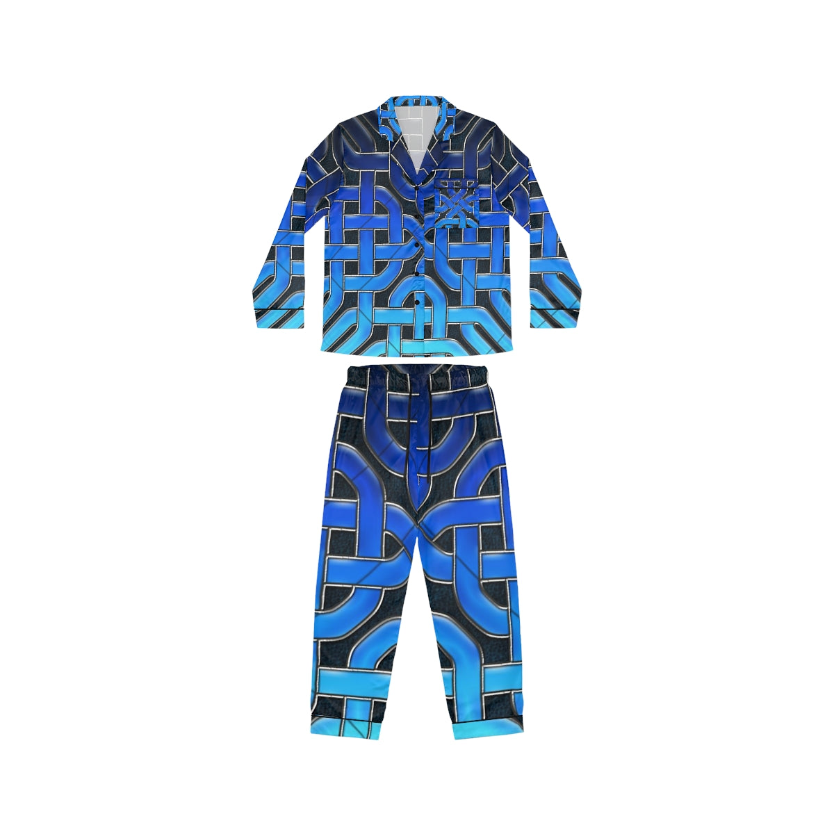 Blue Glass Celtic Knot Women's Satin Pajamas (AOP)