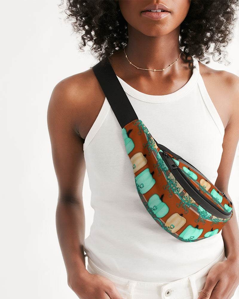 Blue Green Pumpkins Crossbody Sling Bag