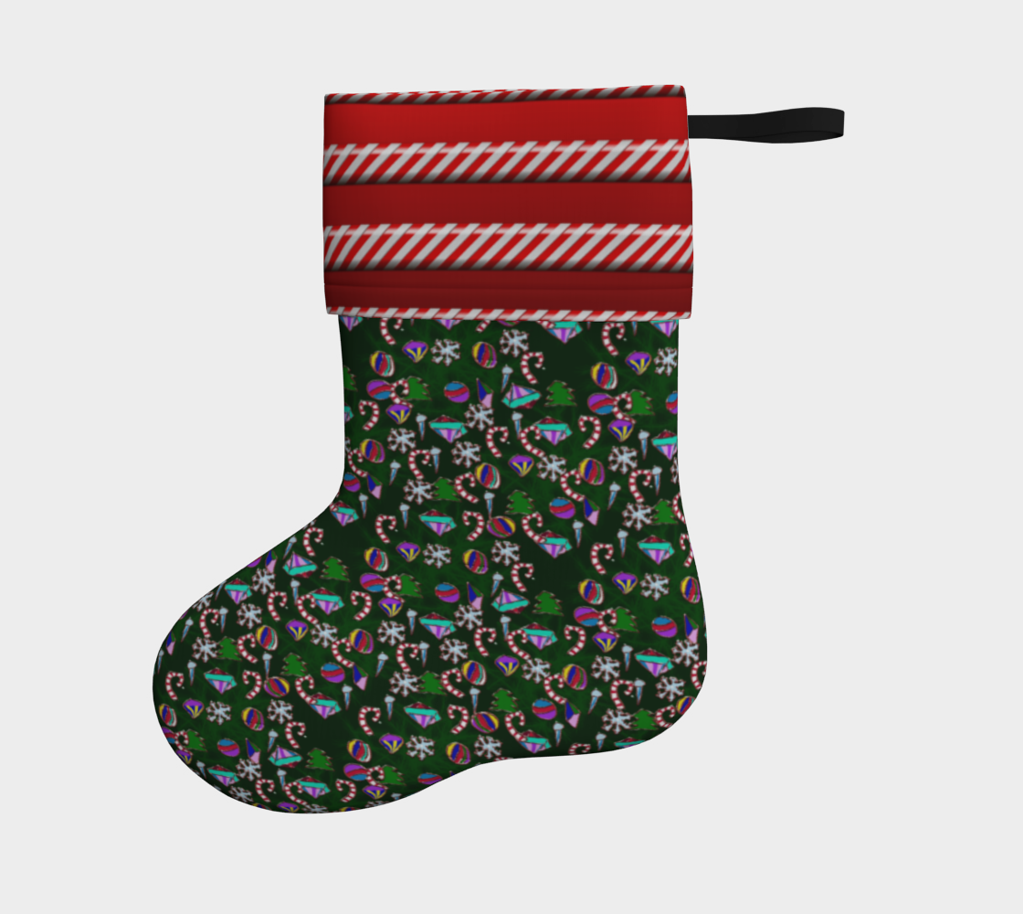 Ornaments and Candy Stripes Christmas Stocking