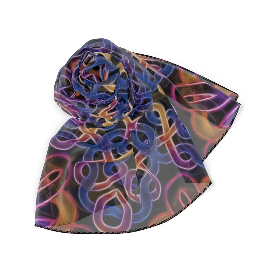 Blue Gold Celtic Kaleidoscope Poly Scarf