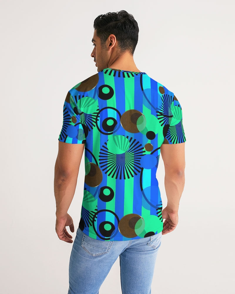 Blue Green Stripes and Dots Men's Tee