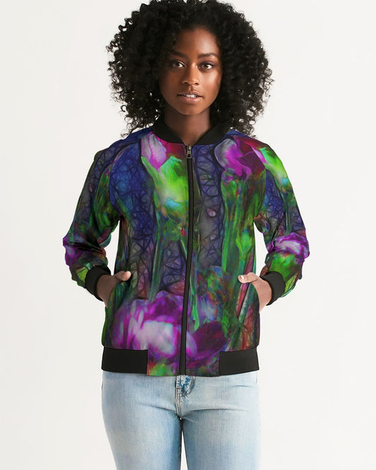 Abstract Pink Carnations Women's Bomber Jacket