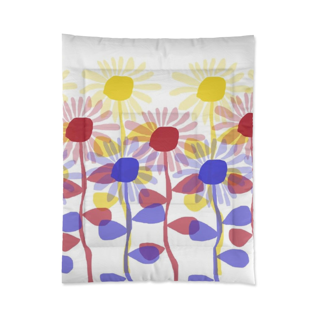 Red Yellow Blue Sunflowers Comforter