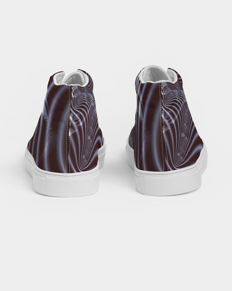 Black and White Spiral Fractal Men's Hightop Canvas Shoe