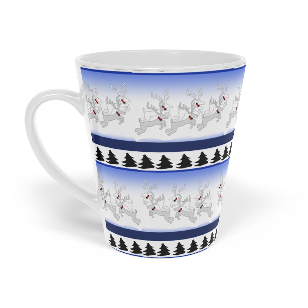 Reindeer Sweater Pattern Latte Mug, 12oz