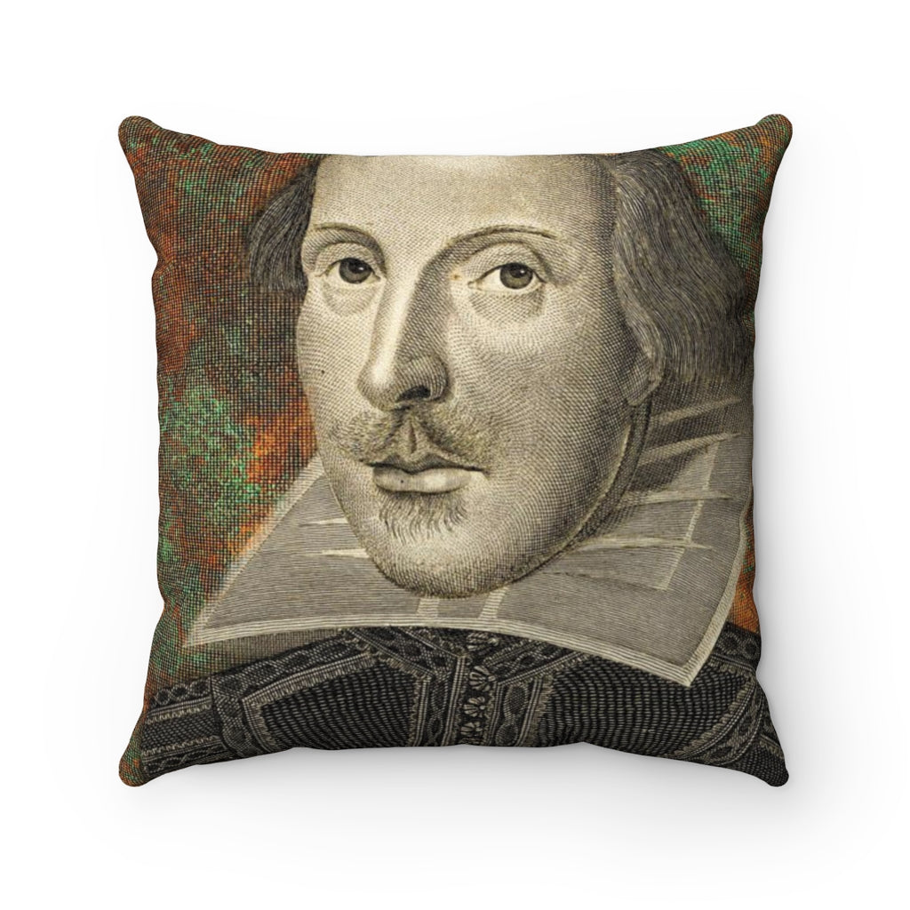 William Shakespeare Faux Suede Square Pillow