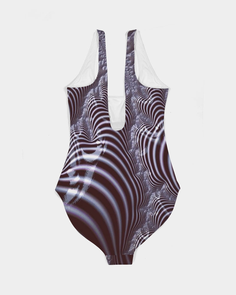 Black and White Spiral Fractal Women's One-Piece Swimsuit
