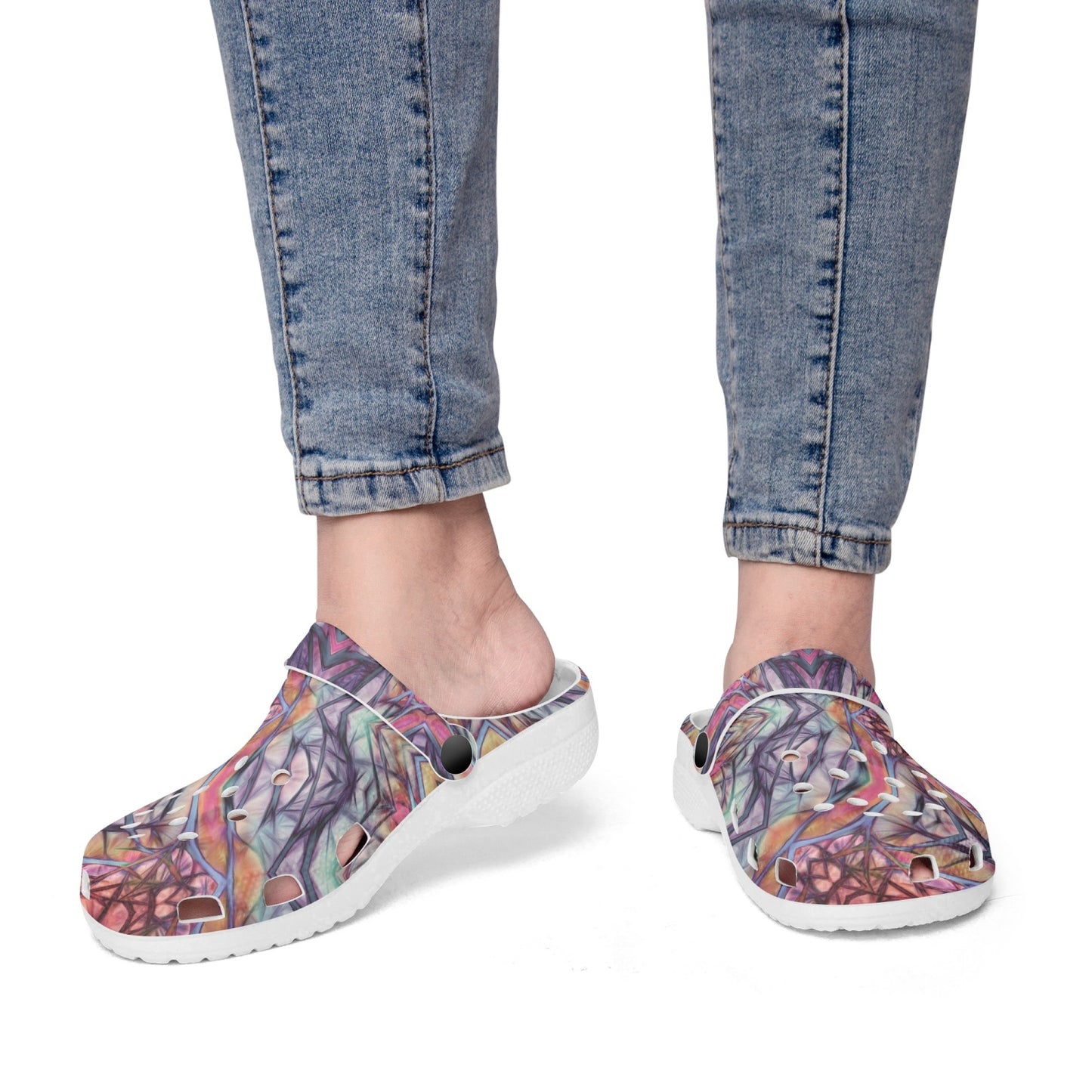 Pink Purple Kaleidoscope 2 413. All Over Printed Clogs