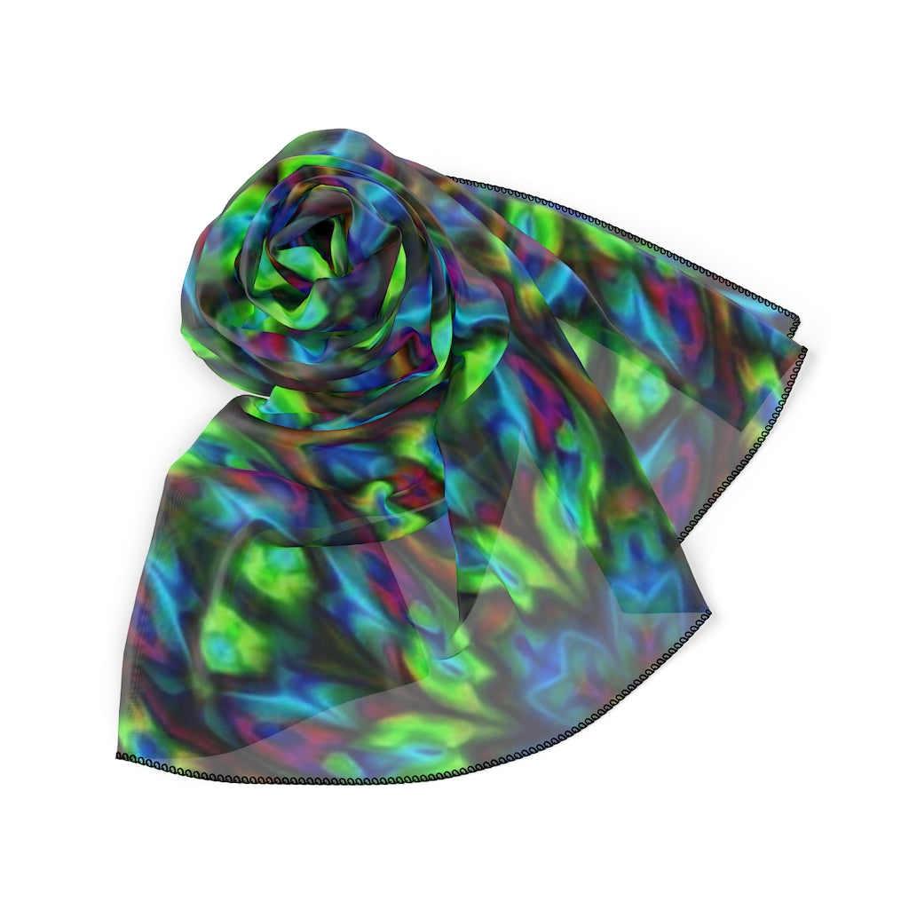 Blue and Green Kaleidoscope Poly Scarf