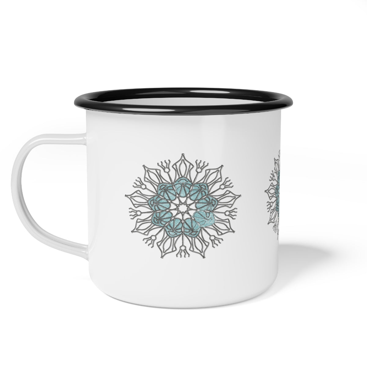 Blue and Silver Snowflake Enamel Camp Cup