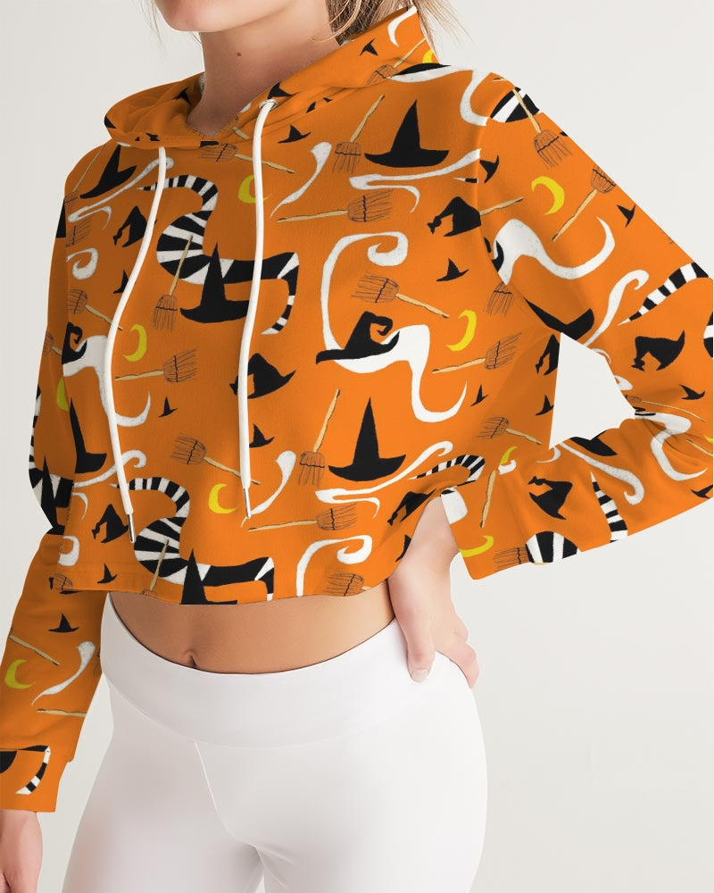 Witch Hats and Brooms Women's Cropped Hoodie