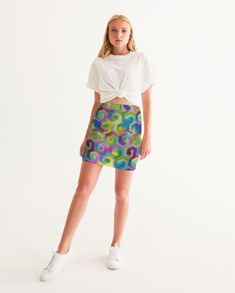 Colorful Hexagons Women's Mini Skirt