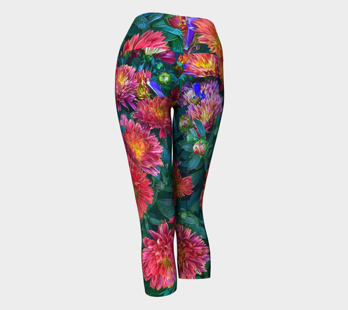 Warm Fall Mums Yoga Capris