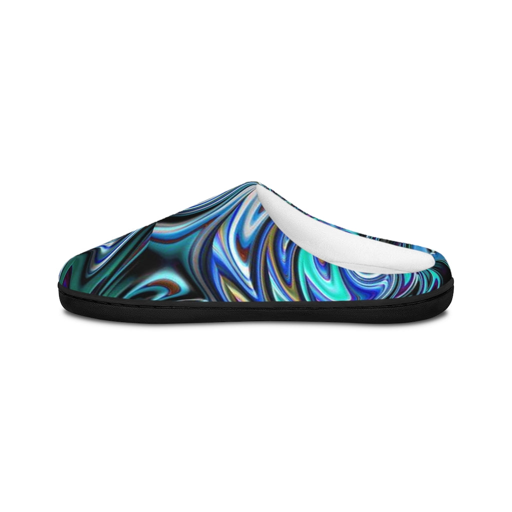 Blue Swirl Fractal Indoor Slippers