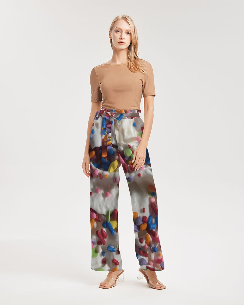 Rainbow Sprinkles On Whipped Cream Women's High-Rise Wide Leg Pants