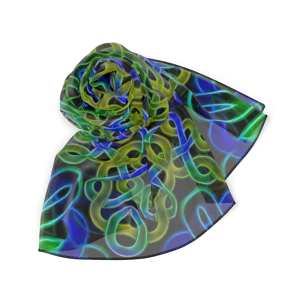 Blue Green Celtic Kaleidoscope Poly Scarf