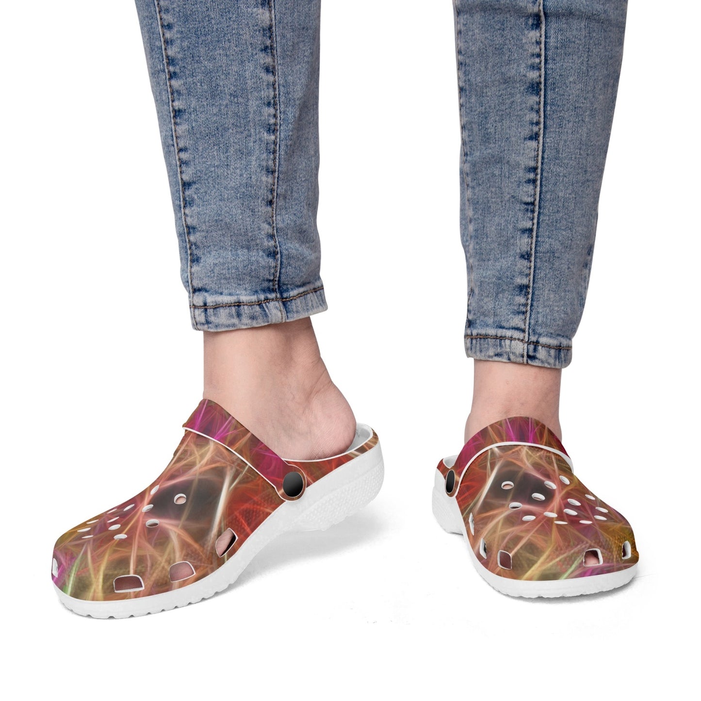 Pink and Cream Kaleidoscope 413. All Over Printed Clogs