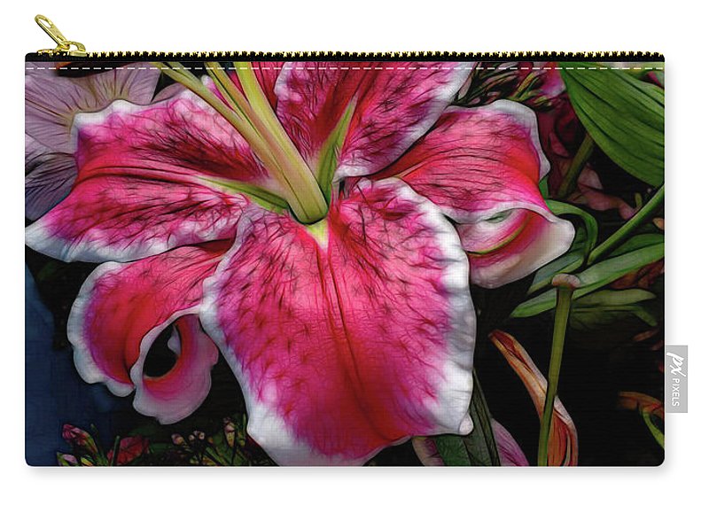 Big Petaled Pink and White Lily - Zip Pouch