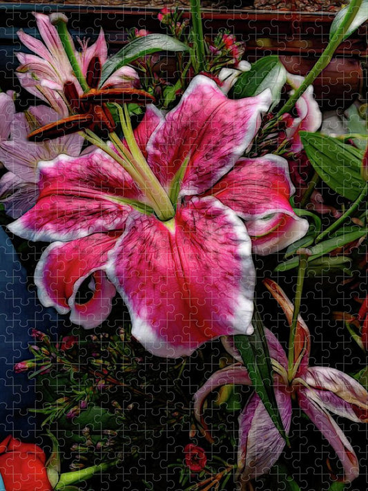 Big Petaled Pink and White Lily - Puzzle
