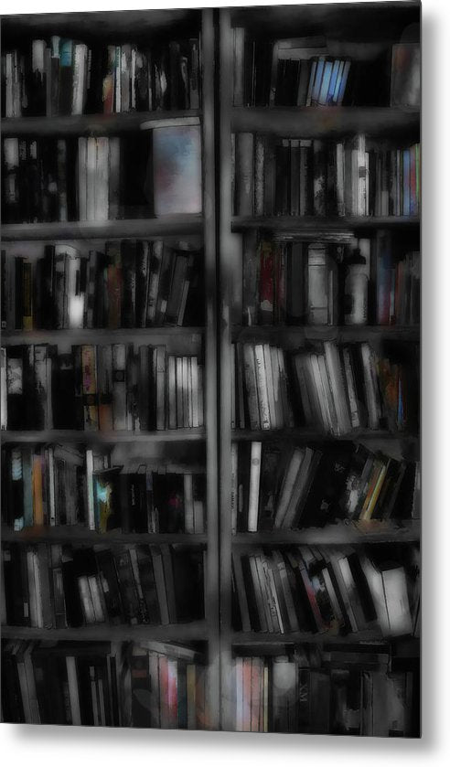 Black and White Bookshelves - Metal Print