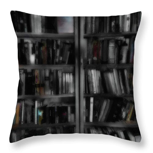 Black and White Bookshelves - Throw Pillow