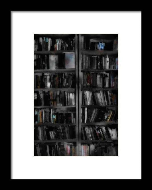 Black and White Bookshelves - Framed Print