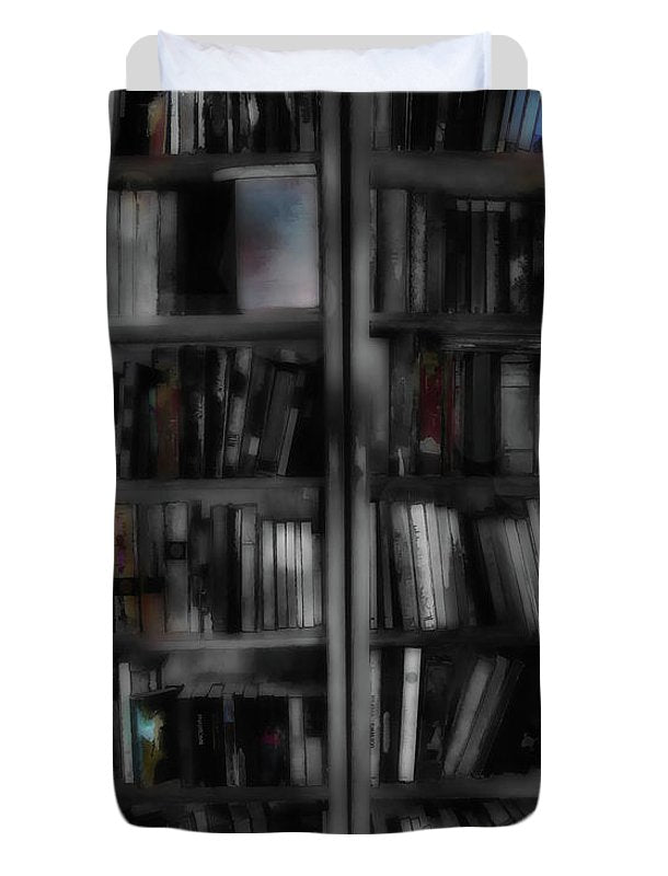 Black and White Bookshelves - Duvet Cover