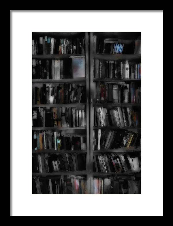 Black and White Bookshelves - Framed Print